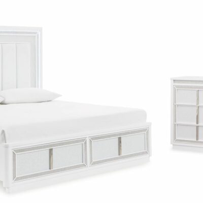 Signature Design by Ashley | Bedroom Queen Upholstered Storage Bed, Dresser And Mirror