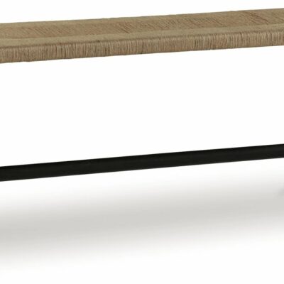 Signature Design by Ashley | Living Room Accent Bench with Handwoven Jute Seat