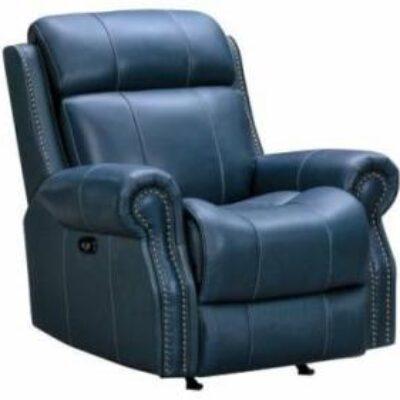 Barcalounger | Living Room Demara Leather Power Recliner With Adjustable Headrest – Marco Navy Blue