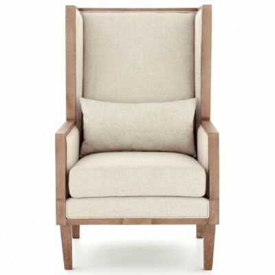 Signature Design by Ashley | Living Room Transitional Wing Back Accent Chair in Beige Fabric