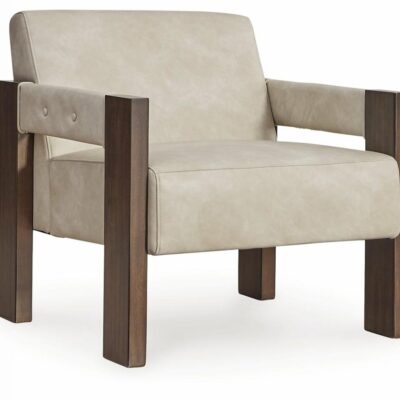 Signature Design by Ashley | Living Room Faux Leather Accent Chair with Wood Frame