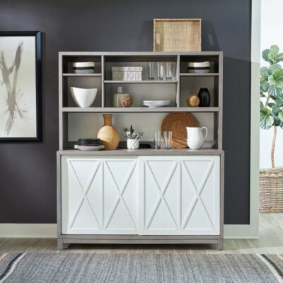 Liberty Furniture | Dining Room Modern Farmhouse Server and Hutch with Wire Management