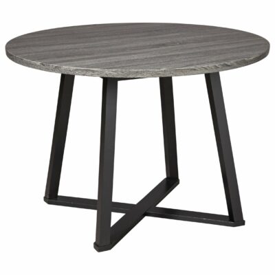 Signature Design by Ashley | Dining Room Round Dining Room Table with Gray Top and Black Metal Base