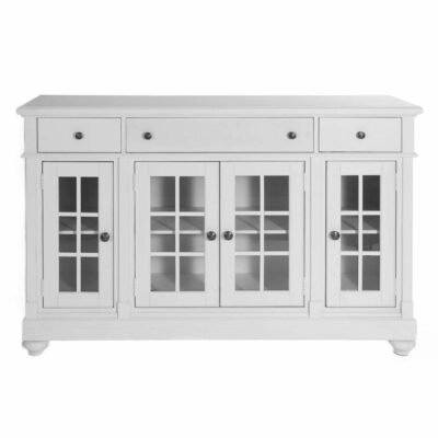 Liberty Furniture | Dining Room Cottage 4-Door Buffet with 3 Adjustable Shelves and Glass Windowpane Panels