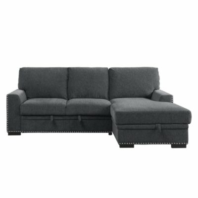 Homelegance | Living Room Transitional 2-Piece Sectional Sofa with Pull-out Bed and Right Chaise with Hidden Storage