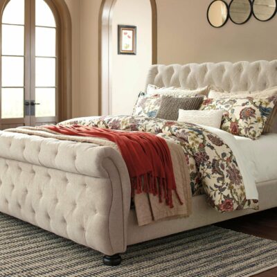 Signature Design by Ashley | Bedroom Queen Upholstered Sleigh Bed with Tufting