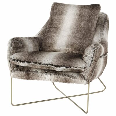 Signature Design by Ashley | Living Room Faux Fur Accent Chair with Gold Finished X Base