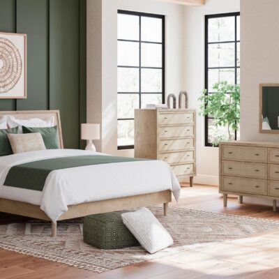 Signature Design by Ashley | Bedroom Contemporary King Panel Bed, Dresser And Mirror