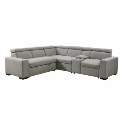 Homelegance | Living Room Casual 3-Piece Sectional Sofa with Adjustable Headrests, Bed, and Console