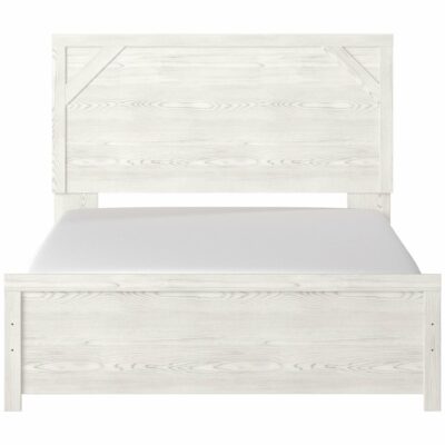 Signature Design by Ashley | Bedroom Farmhouse Queen Panel Bed in Rustic White Finish