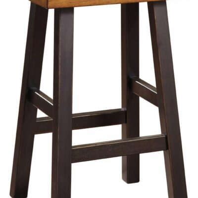 Signature Design by Ashley | Dining Room Rustic Two-Tone Tall Stool with Saddle Seat