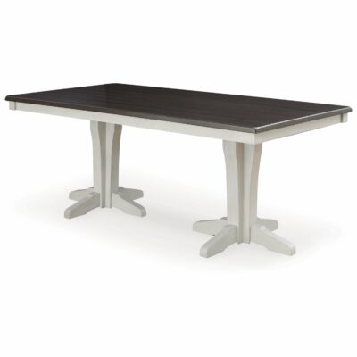 Signature Design by Ashley | Dining Room Farmhouse Two-Tone Dining Table with Double Pedestal Base