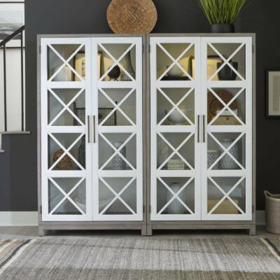 Liberty Furniture | Storage & Display Modern Farmhouse 2-Piece Bunching Cabinet Set with Touch LED Lighting