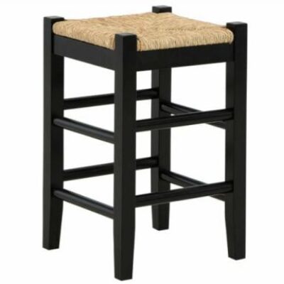 Signature Design by Ashley | Dining Room Black Counter Height Bar Stool with Woven Seat