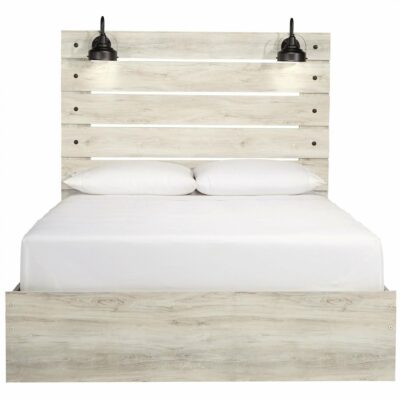 Signature Design by Ashley | Bedroom Rustic Queen Panel Bed with Industrial Lights