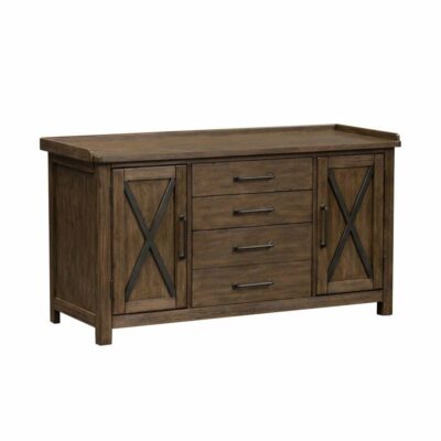 Liberty Furniture | Home Office Rustic Industrial Credenza with Wire Management