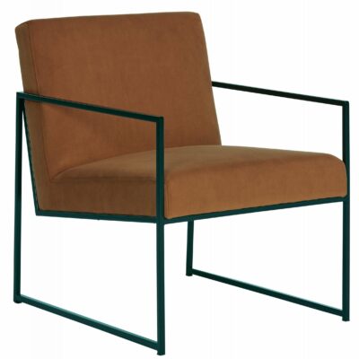 Signature Design by Ashley | Living Room Metal Frame Accent Chair with Spice Velvet Fabric