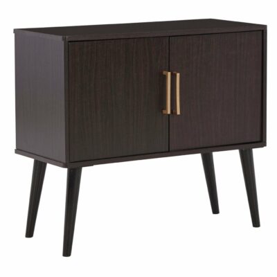 Signature Design by Ashley | Living Room Dark Brown Accent Cabinet with Goldtone Door Pulls