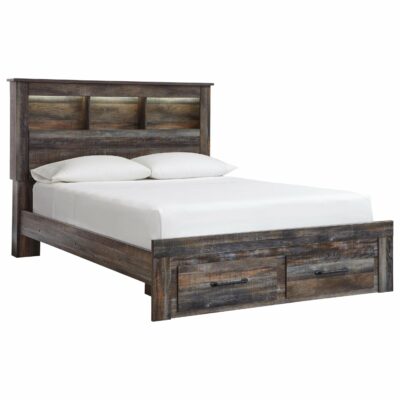 Signature Design by Ashley | Bedroom Rustic Queen Bookcase Bed with Footboard Drawers