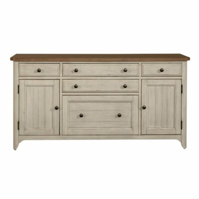 Liberty Furniture | Dining Room Farmhouse Door Credenza with Cord Access Holes