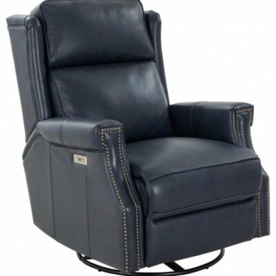 Barcalounger | Living Room Brookmore Power Swivel Glider Recliner With Adjustable Headrest – Barone Navy Blue