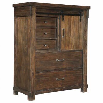 Signature Design by Ashley | Bedroom Five Drawer Chest with Barn Door