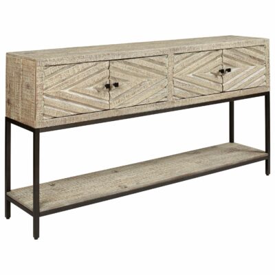 Signature Design by Ashley | Living Room Console Sofa Table with Carved Door Fronts