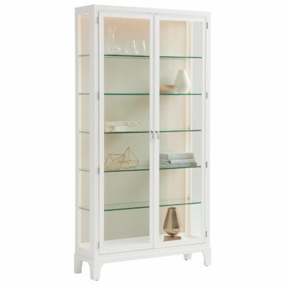 Lexington | Storage & Display Lakeshore Full Length Glass Curio Cabinet (Taupe) with Adjustable Shelves and and LED Lights