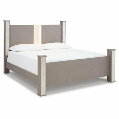 Signature Design by Ashley | Bedroom Contemporary Queen Poster Bed with LED Lighting