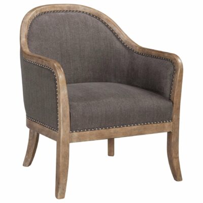 Signature Design by Ashley | Living Room Transitional Wood Frame Accent Chair with Nailhead Trim