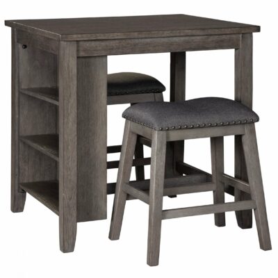 Signature Design by Ashley | Dining Room 3-Piece Rectangular Counter Table Set with Storage