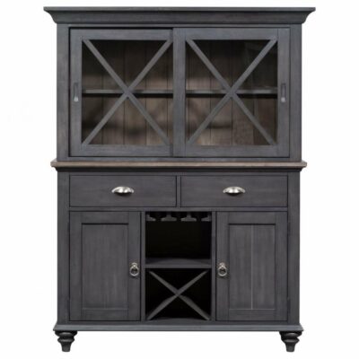 Liberty Furniture | Dining Room Modern Farmhouse Buffet & Hutch Set with Wine Bottle Storage