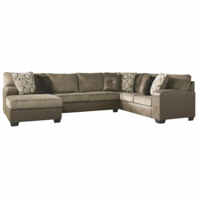 Benchcraft | Living Room Brown Faux Leather/Fabric 3-Piece Sectional with Chaise