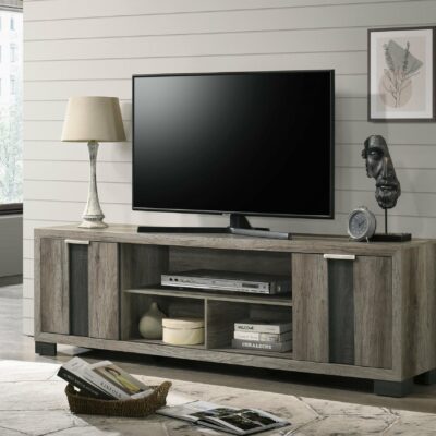 Crown Mark | Living Room Rangley Contemporary 2-Door TV Cabinet with Open Shelving