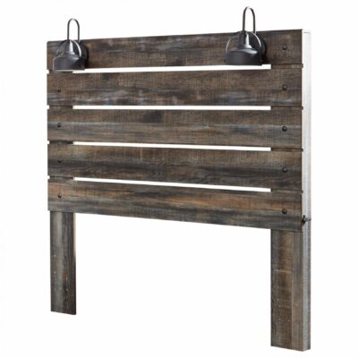 Signature Design by Ashley | Bedroom Rustic Queen Panel Headboard with Industrial Lights