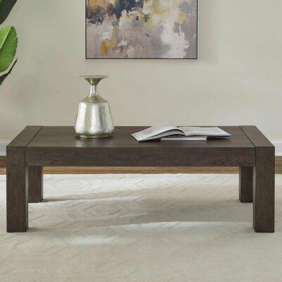 Liberty Furniture | Living Room Contemporary Rectangular Cocktail Table with Block-Style Legs