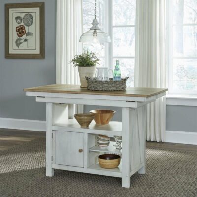 Liberty Furniture | Dining Room Transitional Two-Toned Kitchen Island with Butterfly Leaf