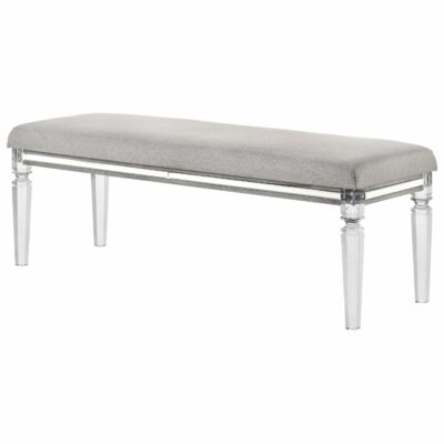 Crown Mark | Living Room Glam Upholstered Bed Bench with Mirrored Accents