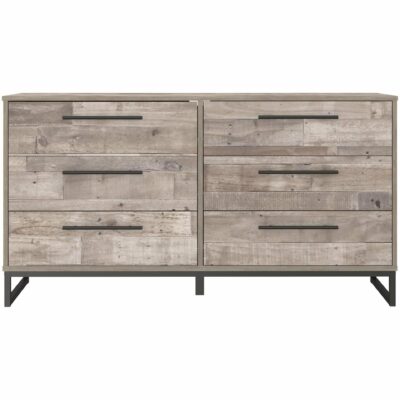 Signature Design by Ashley | Bedroom Rustic Dresser with Butcher Block Pattern and Metal Sled Legs