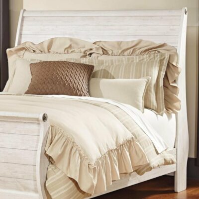 Signature Design by Ashley | Bedroom Queen Sleigh Headboard in Rustic Washed Finish