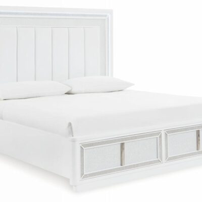 Signature Design by Ashley | Bedroom Glam Queen Upholstered Storage Bed with LED Lighting