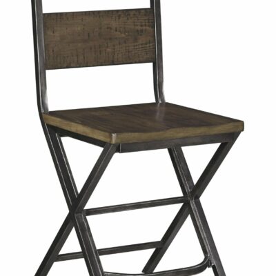 Signature Design by Ashley | Dining Room Medium Brown Bar Stool w/ Shaped Foot Rest and Pine Veneers