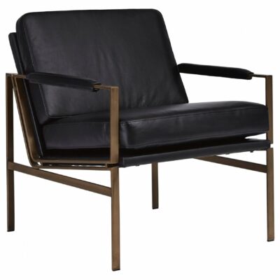 Signature Design by Ashley | Living Room Black Leather Accent Chair with Metal Frame