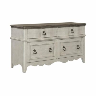 Liberty Furniture | Home Office Traditional White Storage Credenza with Scalloped Detailing