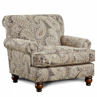 Fusion Furniture | Living Room Traditional Accent Chair with Rolled Arms and Rolled Back Detail