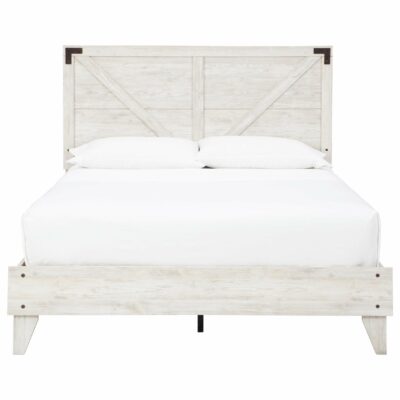 Signature Design by Ashley | Bedroom Farmhouse Queen Platform Bed with Panel Headboard